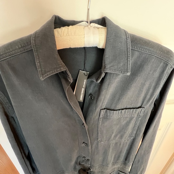 James Perse Mixed Media Utility Jumpsuit, Black, James Perse Size 1, NWT - Picture 15 of 16